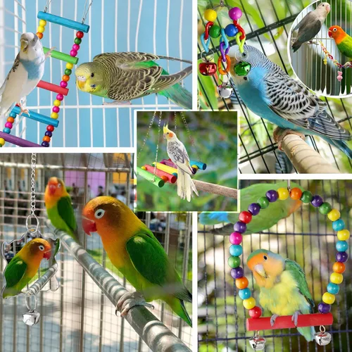 Vista 3 de Juguetes de cacatúa, periquitos de pájaros, juguetes de accesorios de jaula