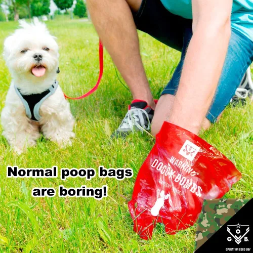 Vista 3 de Operation Good Boy - Bolsas para excrementos de perros con temática militar para cachorros y perros, 180 bolsas, ecológicas y resistentes a