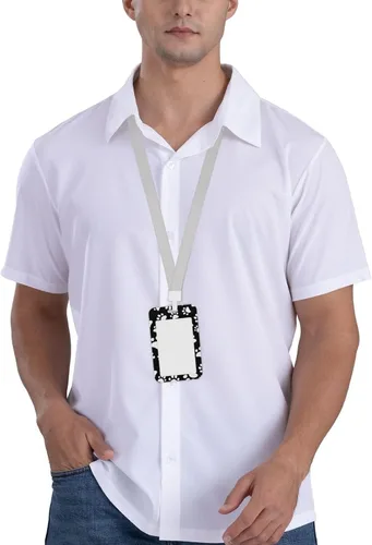 Vista 7 de Soporte para tarjetas de identificación con estampado de pata de oso con cordón, protector de tarjeta de identificación vertical, soporte para placa