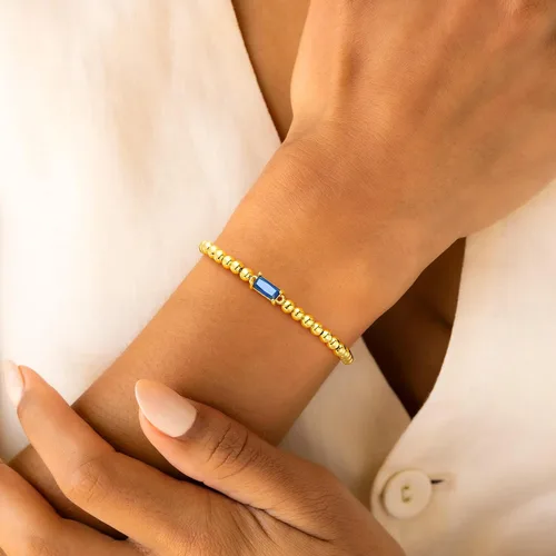 Vista 8 de Yoosteel Pulsera delicada con piedra natal para mujer, pulseras elásticas chapadas en oro de 14 quilates, joyería de cumpleaños de amistad de moda