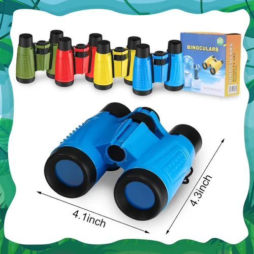 Vista 3 de Leyndo 24 prismáticos para niños con cuerda para el cuello, varios colores, novedosos binoculares de juguete para niños, suministros de fiesta