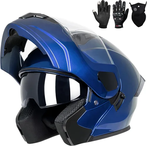 Vista 20 de Casco modular para motocicleta de adultos, con doble visera abatible, cara completa, aprobado por DOT para hombres, mujeres, moto, ATV, UTV, moto