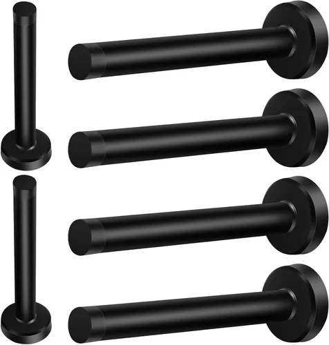 Vista 11 de Topes de puerta, tope de puerta de 5 pulgadas de largo, montaje en pared, tope de puerta negro sólido de servicio pesado de acero inoxidable