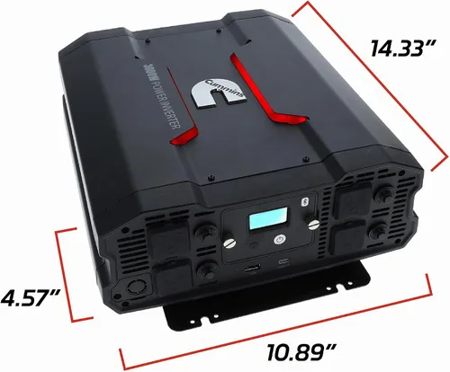 Vista 3 de Cummins 3000 vatios inversor de onda sinusoidal modificada para camiones Inversor 12 voltios a 110 voltios Cuatro salidas de CA Dos puertos USB
