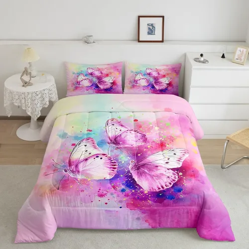 Vista 18 de Erosebridal Juego de ropa de cama de calavera gótica, flores mandala, mariposa hippie para niñas y niños, edredón de esqueleto de la muerte de Negro
