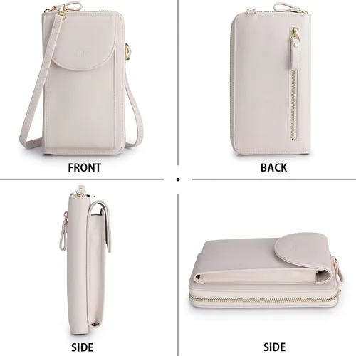 Vista 6 de S-ZONE - Bolso cruzado para mujer, de cuero sintético de PU, con bloqueo RFID, para teléfono celularbilletera