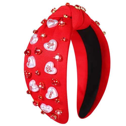 Vista 17 de mokkia Diademas de corazón para el día de San Valentín para mujer, accesorios para el día de San Valentín, diadema anudada con corazón con cuentas