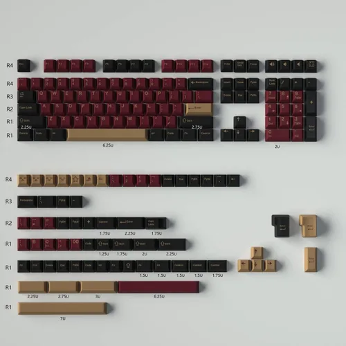 Vista 8 de Juego de teclas Samurai rojas de 173 teclas de perfil de cereza Doubleshot teclas personalizadas para Cherry MX Gateron Kailh Box Switches Mecánicos