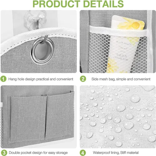 Vista 3 de Ndeno Paquete de 2 bolsas organizadoras para colgar en la pared con bolsillos, bolsa de almacenamiento de tela, cesta impermeable sobre la puerta