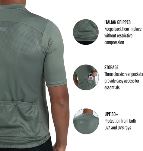 Vista 3 de Zoot Camiseta de ciclismo para hombre, transpirable, de manga corta, absorbe la humedad, 3 bolsillos traseros, tela UPF 30