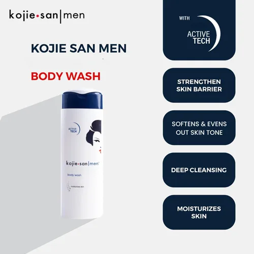 Vista 4 de Kojie San Gel de baño para hombre con tecnología avanzada activa, 10.1 fl oz – Gel de ducha hidratante para piel de hombre, fórmula de limpieza
