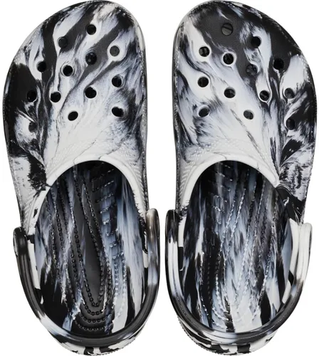 Vista 4 de Crocs - Zuecos clásicos unisex teñidos con efecto mármol, blanco/negro, talla 14 para mujer/12 para hombre