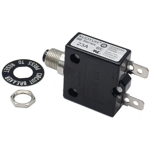 Vista 21 de Disyuntor térmico genuino 3A 125/250VCA 32VDC serie 98 pulsador para restablecer interruptor de sobrecarga térmica con terminales de conexión rápida