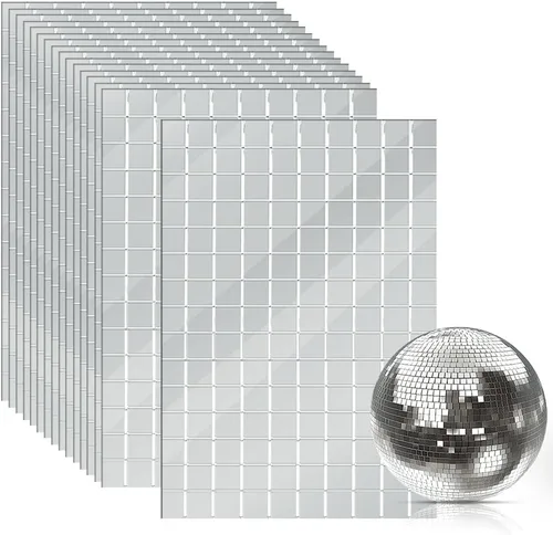 Vista 7 de OTYMIOW 12000 piezas de azulejos autoadhesivos para espejo, bola de discoteca, azulejos cuadrados de vidrio, mosaico, mini azulejos