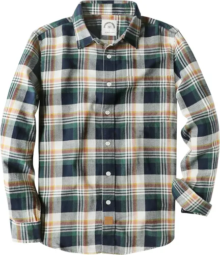 Vista 11 de Dubinik® Camisa de franela, para hombre, de manga larga, a cuadros, suave, 100% algodón, informal, con botones, ajuste regular Gris Negro