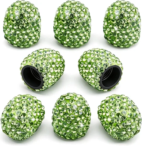 Vista 26 de 4 tapas de válvula de vástago de neumático de diamantes de cristal brillante, a prueba de polvo, tapas universales para válvulas de neumáticos
