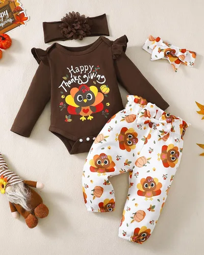 Vista 90 de SUNNY PIGGY Ropa para bebé recién nacida, con volantes, mameluco de algodón floral, conjunto de pantalones de algodón para niñas