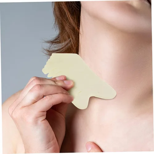 Vista 4 de MERRYHAPY Juego de peine de jade Gua Sha, herramientas faciales para masaje del cuero cabelludo, raspador natural para rostro y cuerpo para seres