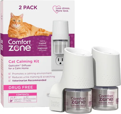Vista 9 de Comfort Zone Kit de inicio de 30 días: 1 difusor calmante para gatos y 1 recarga; las feromonas para gatos ayudan a la ansiedad; reducen el estrés