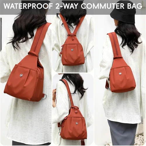 Vista 2 de Bolsa impermeable de 2 vías, impermeable Oxford de gran capacidad convertible al hombro, bolso cruzado
