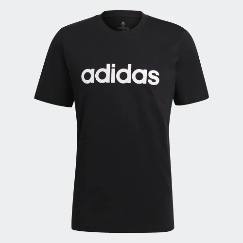 Vista 5 de adidas Camiseta con logotipo lineal bordado Essentials para hombre, Negro