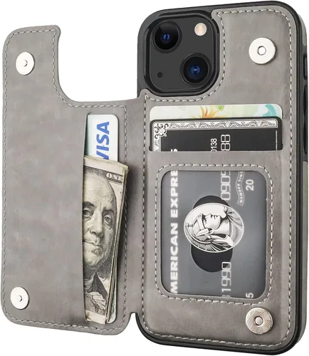 Vista 9 de ONETOP - Funda tipo cartera para iPhone 13 Mini con tarjetero, color negro Kickstand,ID/Cash Holder,Case Wallet with Card Slots,Double Magnetic