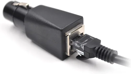 Vista 7 de (4 unidades) macho adaptador XLR de 3 pines Conector DMX a RJ45 a Ethernet, negro
