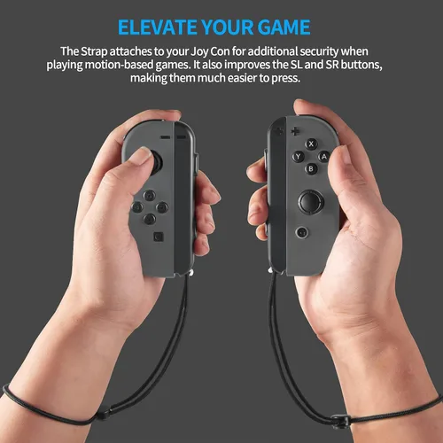 Vista 2 de Correa de muñeca para Switch Joycon 1 par de accesorios de cordón de repuesto con tapas de agarre para mando Joy Con Joy-Con