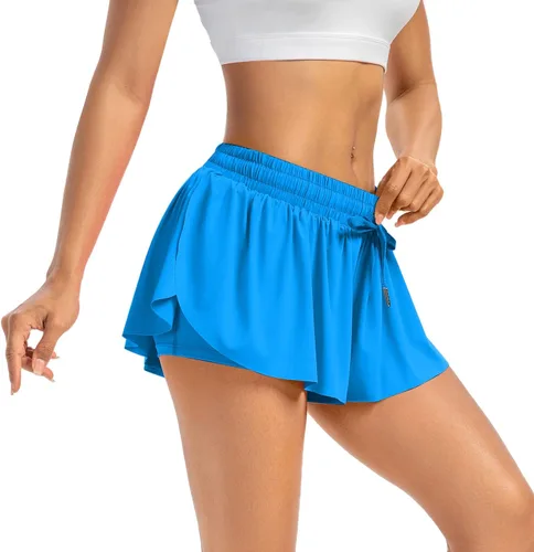 Vista 3 de Pantalones cortos fluidos para mujer, gimnasio, yoga, entrenamiento, correr, tenis, faldas de elastano, ropa linda, casual, verano, paquete de 3