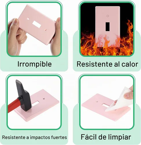 Vista 3 de Bates - Placas de interruptor de luz, paquete de 2, placa de cubierta de interruptor de luz rosa