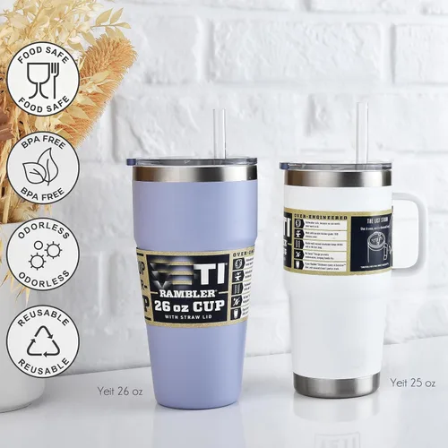 Vista 4 de ALINK Pajitas reutilizables para vaso Yeti Rambler de 25 onzas y 26 onzas, popotes transparentes de repuesto de plástico duro Tritan de 8.77