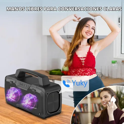 Vista 6 de BUGANI Altavoz Bluetooth, potente altavoz inalámbrico portátil de 80 W IPX7 impermeable, altavoces fuertes para exteriores con mango de 24 horas