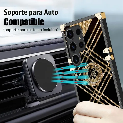 Vista 6 de Funda para S23 Ultra, Galaxy S23 Ultra para mujer, funda a prueba de golpes, TPU retro, elegante, clásica, borde de lujo, protección completa