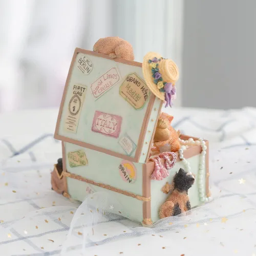 Vista 7 de LOVE FOR YOU Caja de música envuelta para regalo para amantes de los gatos, cofre del tesoro, decoración musical para niñas y mujeres, niños