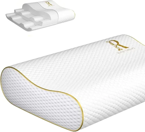 Vista 14 de Royal Therapy Almohada cervical de espuma viscoelástica de viaje – Almohada de contorno para dolor de cuello y hombros