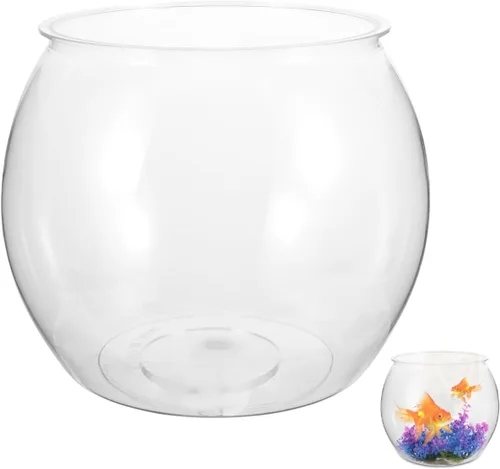 Vista 10 de Angoily Tanque de peces dorado transparente de 7.8 pulgadas, decoración de acuario de plástico transparente para pequeños peces betta, peces