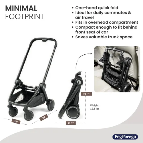 Vista 5 de PEG City Loop Frame con Primo Viaggio Urban Mobility Asiento de Coche Combo Compact Travel System, Air Travel Friendly, Includes City Loop Frame &