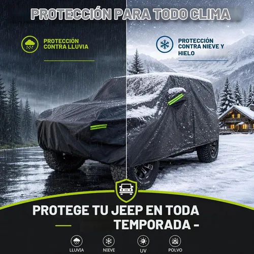 Vista 2 de Waterproof Cover for Jeep Wrangler 2-Door with Driver Door Zipper Negro