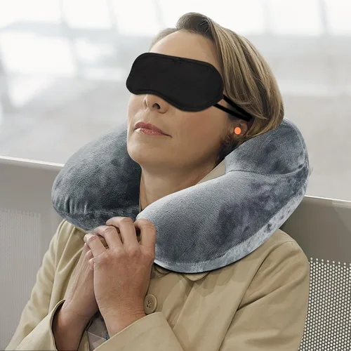 Vista 6 de Almohadas inflables de viaje para dormir, almohada inflable para el cuello para viajar, almohadas inflables para el cuello de viaje para aviones