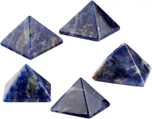 Vista 5 de SUNYIK Pirámide de piedra natural, generador de energía de punto de cristal curativo Reiki, decoración metafísica de cuarzo amatista, 1-1 1/8