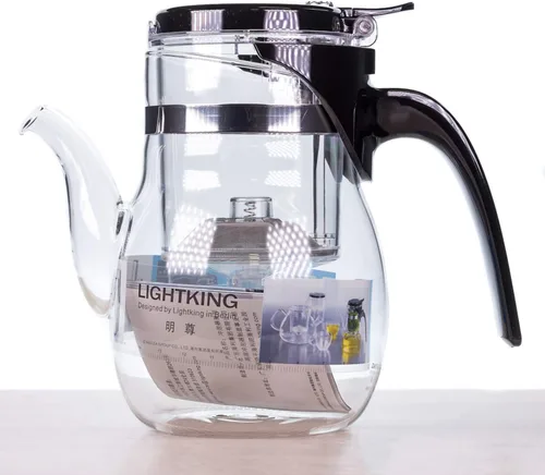 Vista 4 de LightKing B-06 - Tetera de vidrio con infusor extraíble, hojas sueltas, 20.3 fl oz (20 oz), apta para estufas
