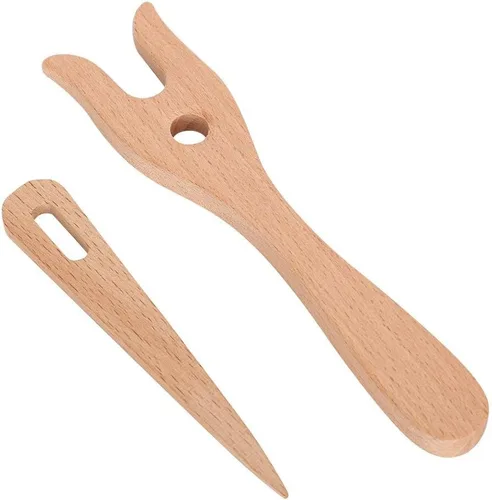 Vista 8 de Yosoo Health Gear Herramientas de tejer - Tenedor, herramientas de tejido de madera para pulseras, collares y proyectos trenzados