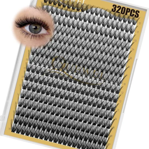 Vista 14 de Kit de racimos de pestañas QUEWEL, 320 piezas, extensiones de pestañas en racimo de 30D, racimos de pestañas de 9-16mm, kit de pestañas dispersas
