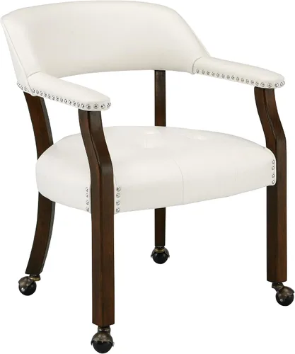 Vista 21 de LEEMTORIG Sillas de comedor con ruedas y brazos, Sillas de comedor con ruedas, Sillas de mesa de póker, Sillas de madera maciza Boss Caption's Patas