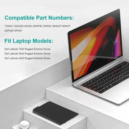 Vista 8 de 7WNW1 GK3D3 - Batería para portátil compatible con Dell Latitude 5424 5420 Rugged 7424 Extreme P85G P86G P137G P137G001 P137G002 P85G001 P86G001