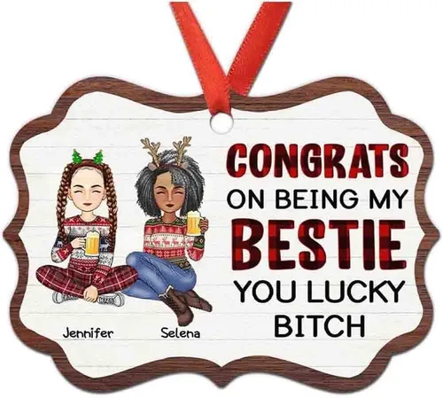Vista 7 de Adorno personalizado con texto en inglés «Best Friend are Hard to Find Because The Very Best is Already Mine», adorno de Navidad personalizado 2023