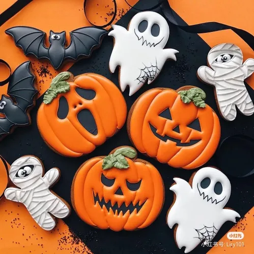 Vista 6 de Juego de cortadores de galletas de calabaza, 4 pulgadas, 3.22 pulgadas, 2 pulgadas, cortadores de galletas grandes para otoño, Halloween, Acción