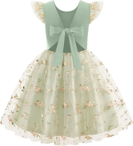 Vista 12 de Arshiner Vestido tutú de verano para niñas pequeñas, de tul sin espalda, para fiesta, cumpleaños, vestidos de algodón, 2-6 años