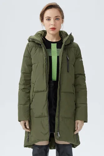 Vista 4 de Orolay - Abrigo acolchado de invierno para mujer, de plumón, con capucha y cremallera doble