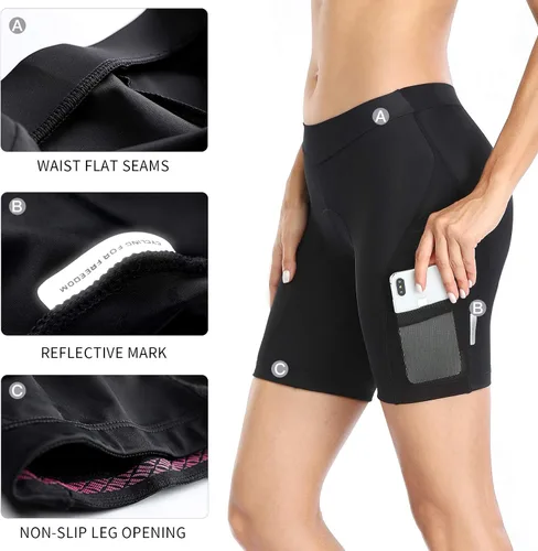 Vista 5 de Santic Women's Bike Shorts with Padded Cycling Quick Dry Breathable Side Pockets